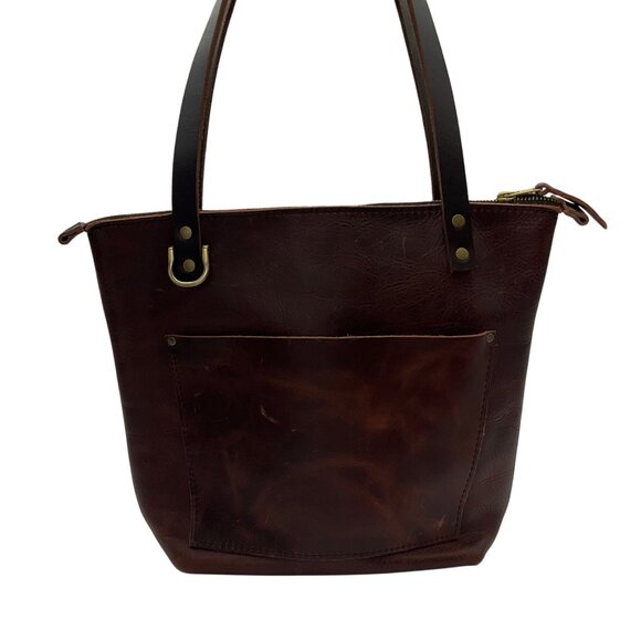 Portland Leather Goods Distressed Leather Tote Bag Brown Lava Boho - Picture 1 of 14